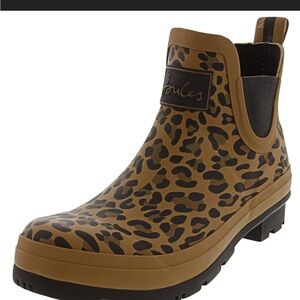 Joules Brown Leopard Print Women's Rain Boots